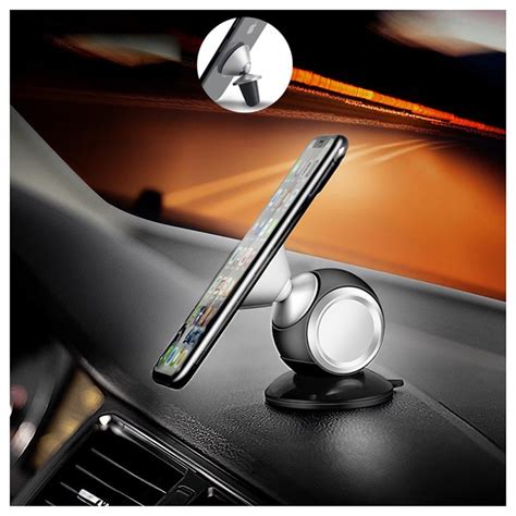 Universal Magnetic Air Vent Car Holder With Dash Mount Black