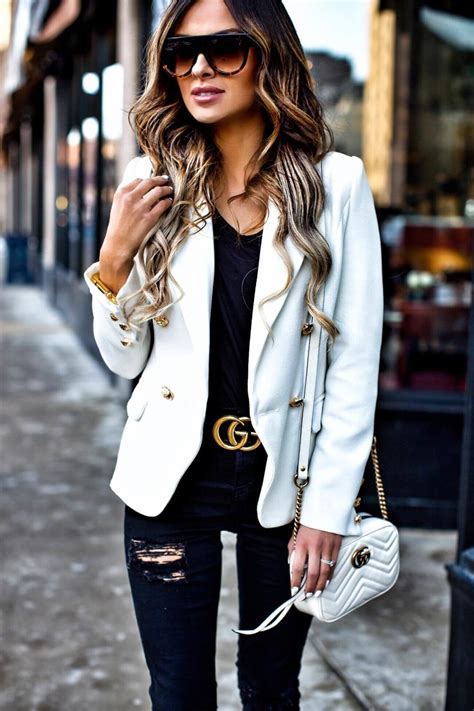 Fashion Blogger Mia Mia Mine In Gucci Double G Buckle Belt And White