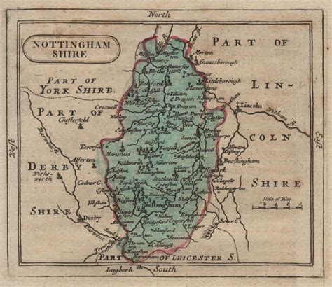 Antique Coloured County Map Of Nottinghamshire Francis Grosejohn