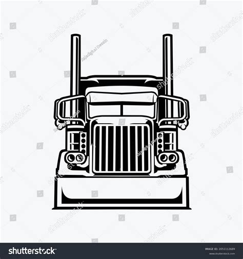 Semi Truck Vector Front View Flat Stock Vector Royalty Free