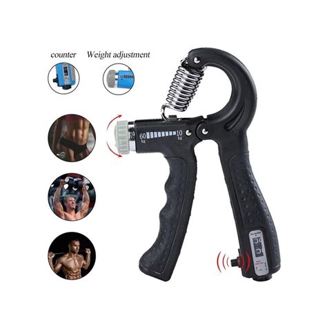 Count Black R Shape Adjustable Hand Grip Sports Strength Countable