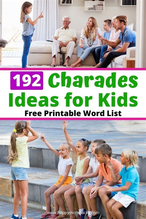 192 Easy Charades Ideas For Kids And Printable Words Lists Happy Mom Hacks