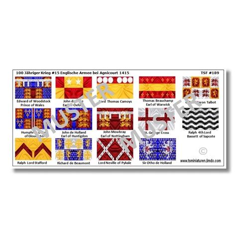 172 Medieval 100 Years War Agincourt English Knights Flags Banner