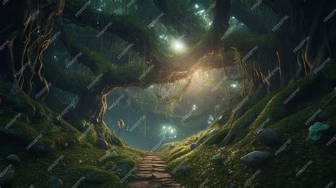 Premium Ai Image Fantasy Magical Enchanted Fairy Tale Landscape
