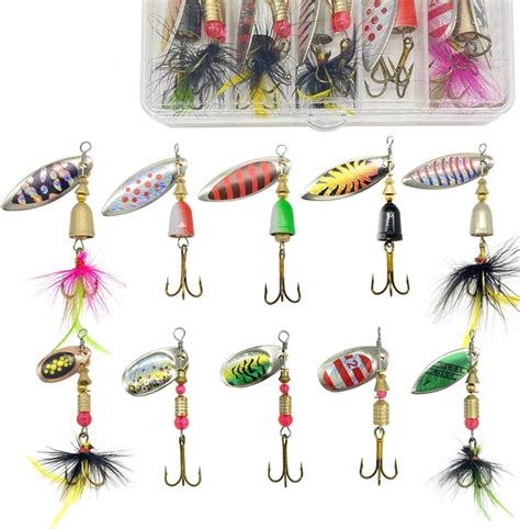 Fishing Lures 10pcs Spinner Lures Bass Lures Trout Lures Hard Metal