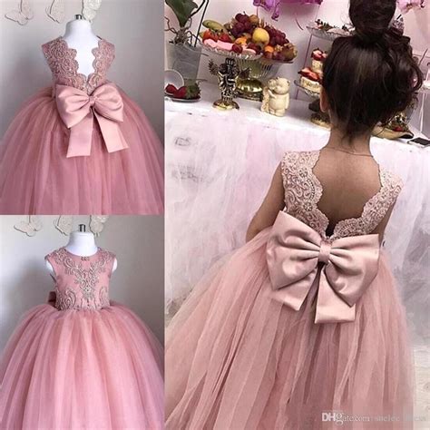 Cute Dusty Pink Flower Girls Dresses Jewel Neck Beading