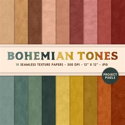 Bohemian Tones Digital Paper Pack Boho Seamless Textures Etsy