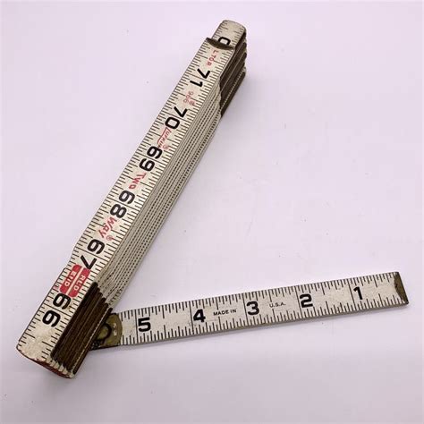 Vintage Lufkin Two Way Ruler 72 Inch Folding Wood Yard Stick Metal