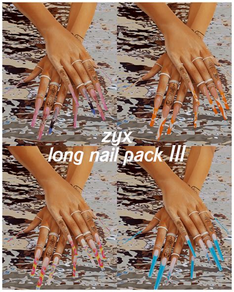 Long Nail Pack Iii Zyx On Patreon Sims 4 Nails Sims 4 Piercings