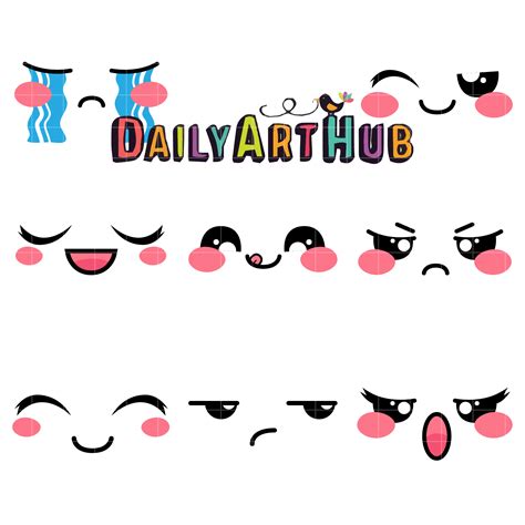 Kawaii Emoticons Clip Art Set Daily Art Hub Free Clip Art Everyday