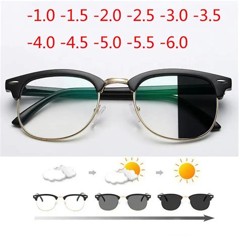 0 50 75 To 600 Sun Gray Photochromic Finished Myopia Glasses Unisex Photosensitive Chameleon