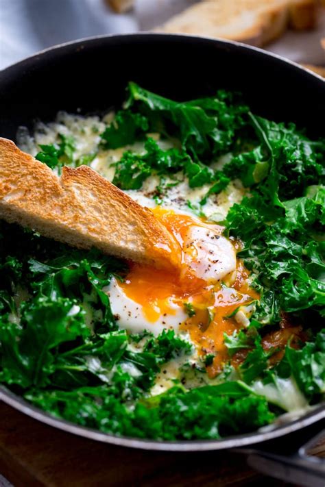 Creamy Eggs And Kale Breakfast Nickys Kitchen Sanctuary