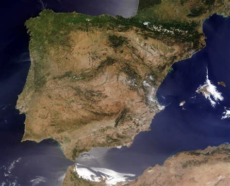 Large Detailed Satellite Map Of Spain Spain Large Detailed Satellite