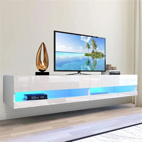 Buy 71 Floating Tv Stand With Led Lights High Glossy Wall Ed