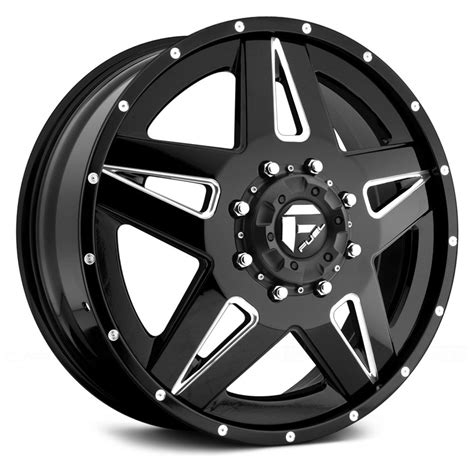 Fuel® D254 Dually Full Blown 2pc Wheels Black With Milled Accents Rims