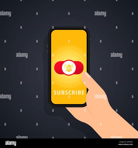 Subscribe Button Template With The Notification Bell On Smartphone