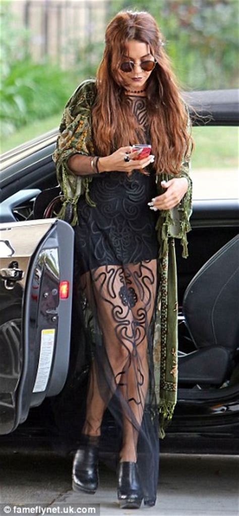 Vanessa Hudgens Gives Her Boho Style A Goth Edge As She Teams Her Sheer