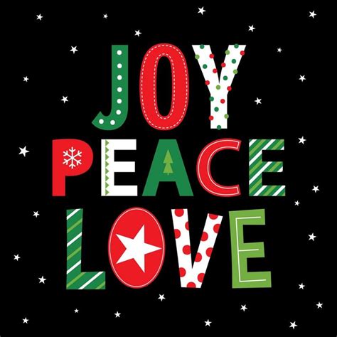 Joy Peace Love Christmas Fabric Panel Etsy Uk