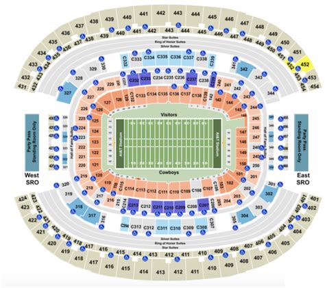 Atandt Stadium Seating Chart With Row Seat And Club Details