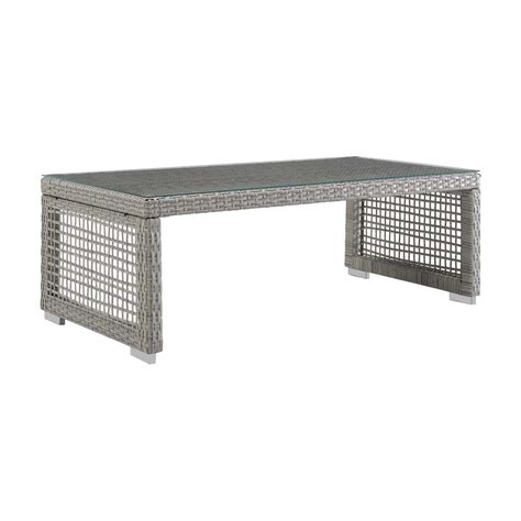 Modway Aura Outdoor Patio Rattan Coffee Table In Gray