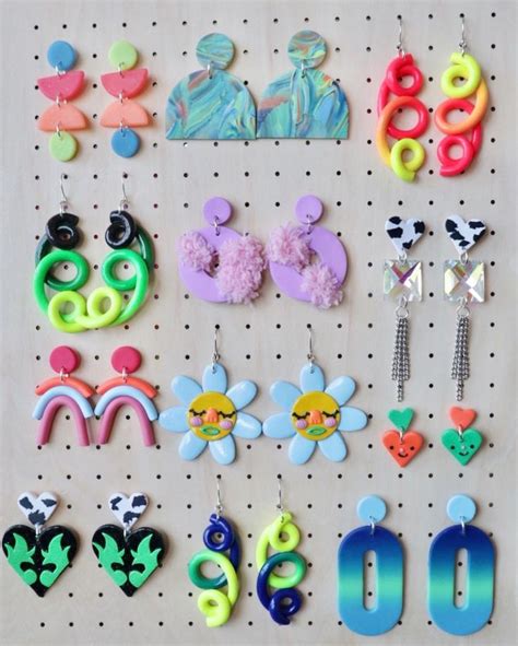 Funky Handmade Polymer Clay Earrings Polymer Clay Crafts Polymer