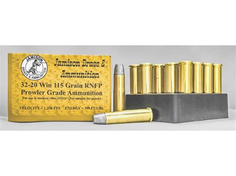 Jamison Brass Ammo 32 20 Wcf Ammo 115 Grain Flat Nose Box Of 20