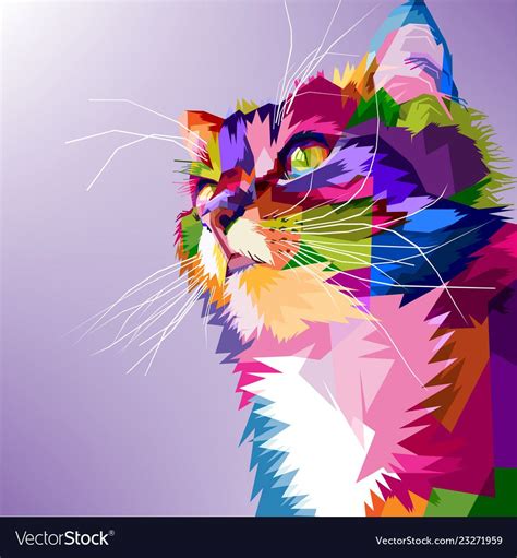 Cat Cute Pop Art Colorful Royalty Free Vector Image Ad Pop Art