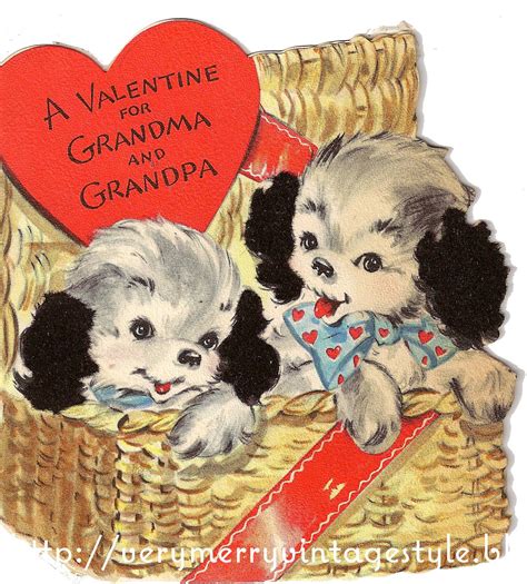 Very Merry Vintage Syle Vintage Valentines Puppies