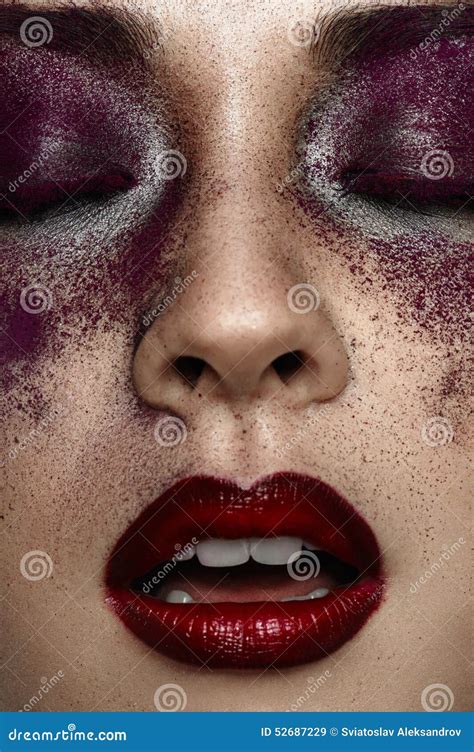 Closeup Portrait Of Beauty Asian Girl With Open Mouth Stock Image Image Of Purple Model 52687229