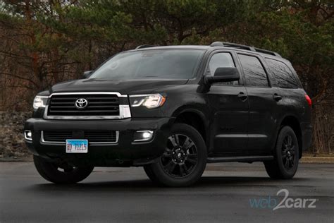 Chrome grille surround with black insert and accent. 2019 Toyota Sequoia 4x4 TRD Sport Review | Web2Carz