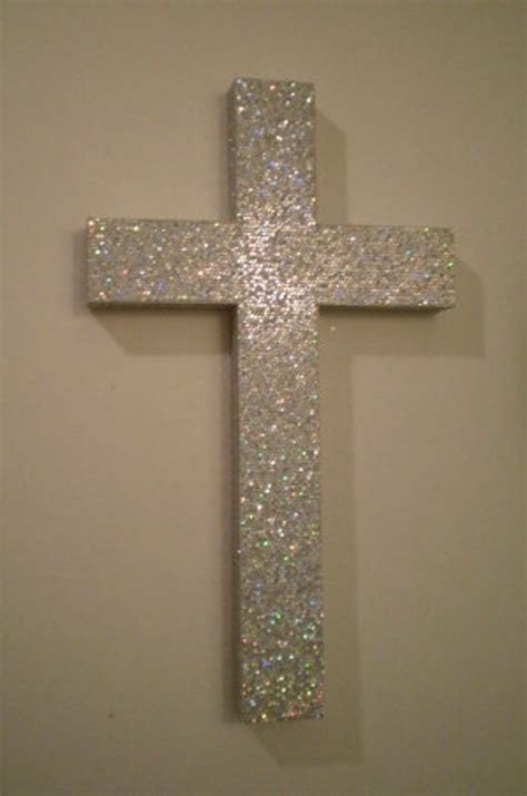 Silver Glitter Cross Wall Cross In Sparkling By Lauriebcreations