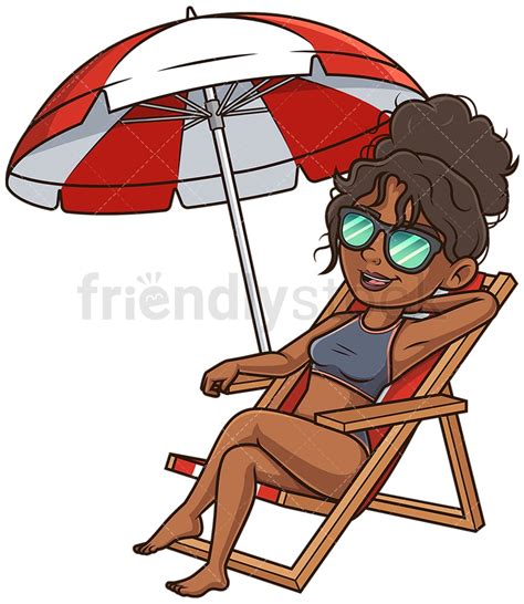 Sexy Black Woman Sunbathing Cartoon Clipart Vector Friendlystock