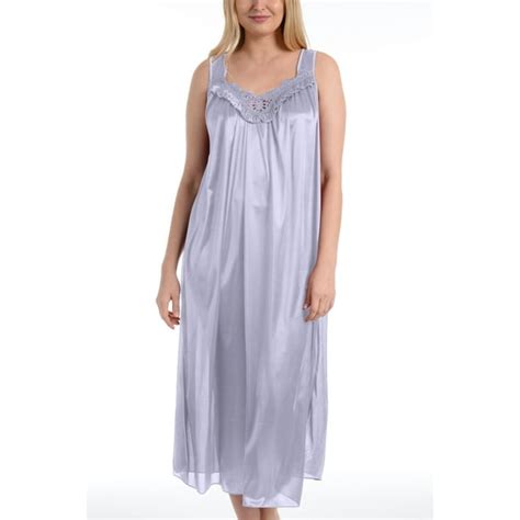 Ezi Womens Long Faux Silk And Lace Sleeveless Nightgown By Ezi