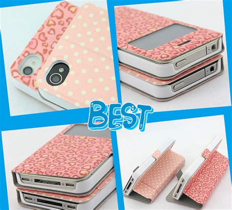 Dot Cute Iphone 4s Phone Case Unique Iphone 4 Flip Case Hearts