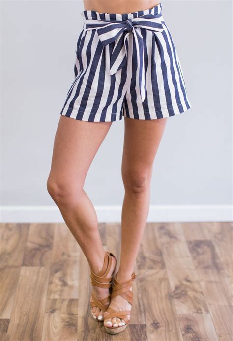 Yankee Tie Striped Shorts High Waisted Striped Shorts Women S