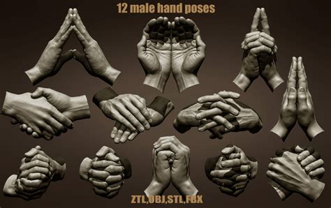 12 Male Hand Poses By Daniar Joldoshbek · Puttyandpaint