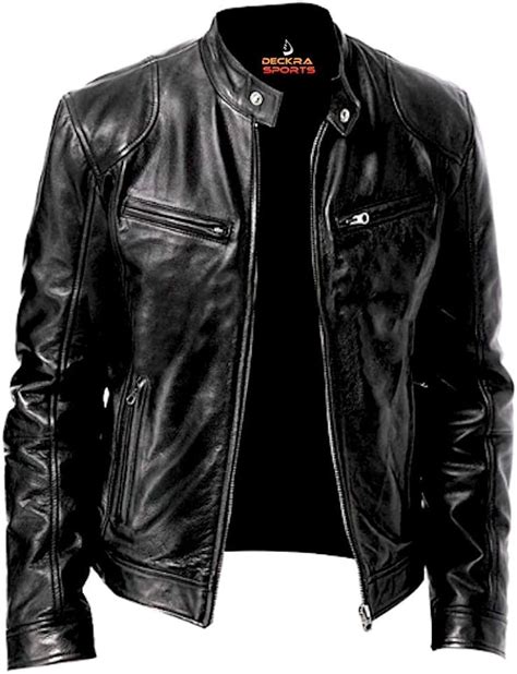 Mens Genuine Leather Jacket Cowhide Motorbike Motorcycle Moto Jacket