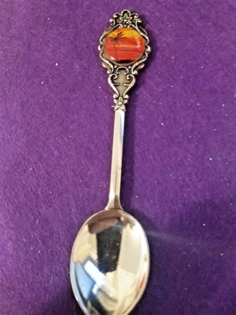 Florida Souvenir Spoon Cameo Silver Plated Perfection Plate Made In