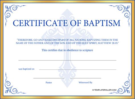Free Baptism Certificate Templates Customize Download And Print Pdf