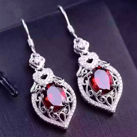 Natural Garnet Drop Earrings S Silver Natural Red Gemstone Earring
