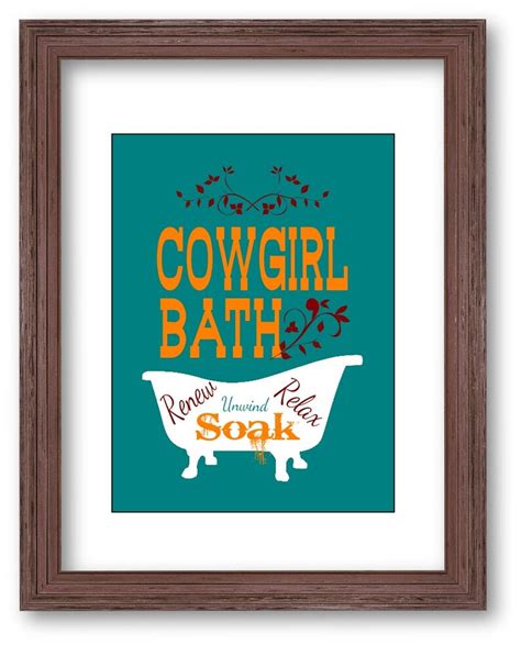 Bathroom Art Print Cowgirl Bath Western Decor Bathroom Etsy
