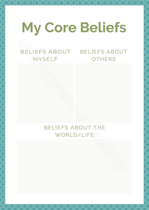 Core Beliefs Worksheet Selfothersworld Pdf Printable Etsy Canada