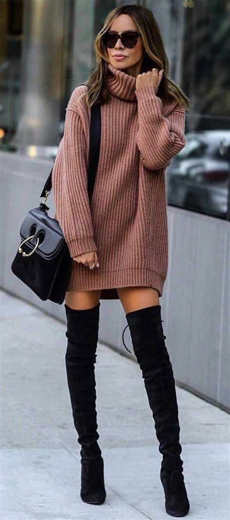 Sweater Dress With Knee High Boots
