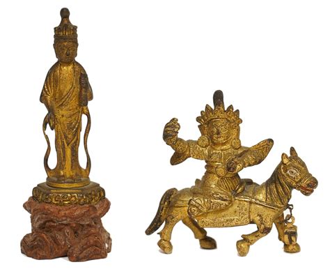 Lot 2 Chinese Miniature Bronzes Miniature Figures