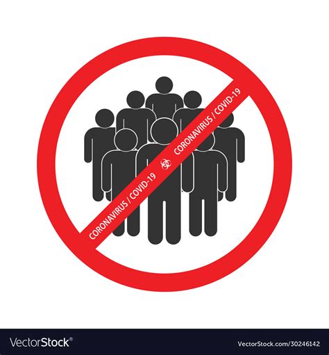 No Crowd Social Distancing Sign For Quarantine Vector Image