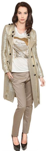 Burberry Prorsum Gold Lurex Techno Linen Trench Coat In Gold Lyst