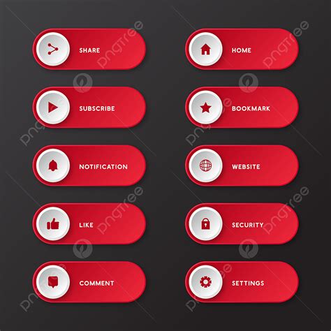 Web Design Button Vector Hd Images Set Of Red Web Buttons Vector