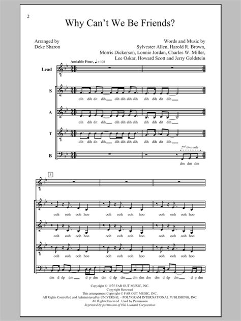 Why Cant We Be Friends Sheet Music Direct