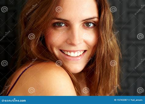 Lovely Young Female Model Smiling Stock Image Image Of Dark