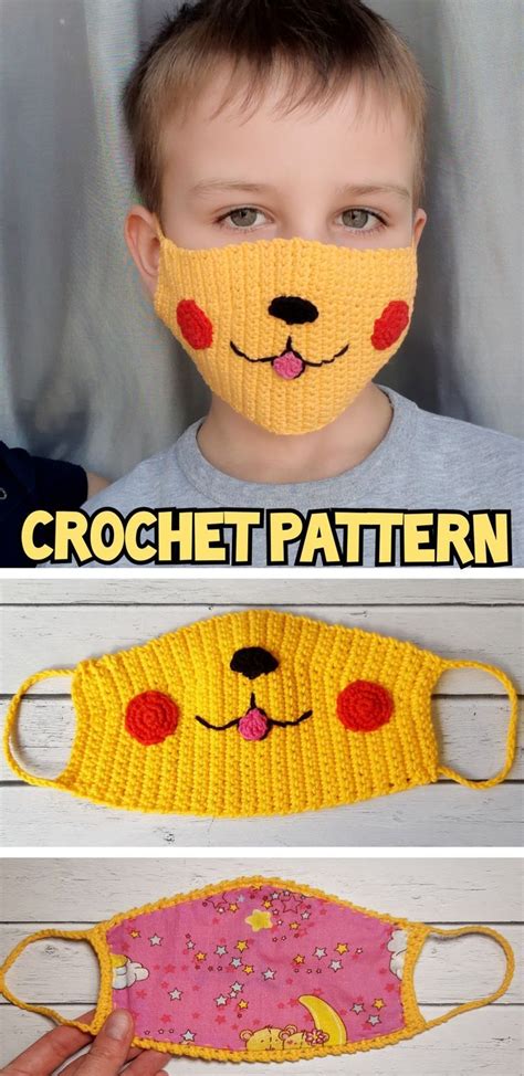 Adorable Pokemon Pikachu Face Mask Crochet Pattern For Kids Sewing